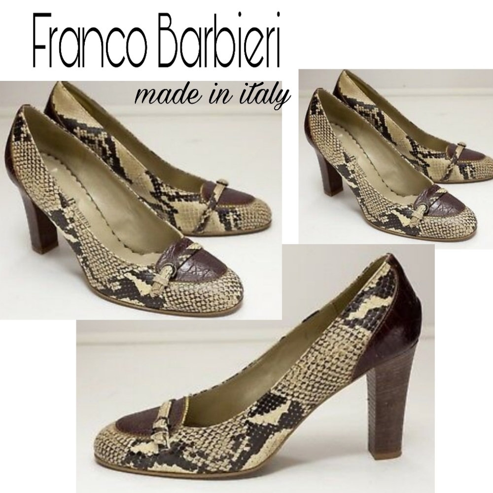 Franco Barbieri python & croc leather heels Sz 7.5